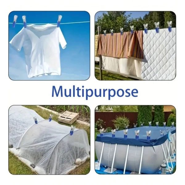 6 Pieces Durable Stainless Steel Pool Cover Clips with Blue Plastic Handles - Image 4
