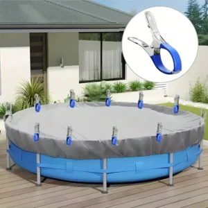 6 Pieces Durable Stainless Steel Pool Cover Clips with Blue Plastic Handles