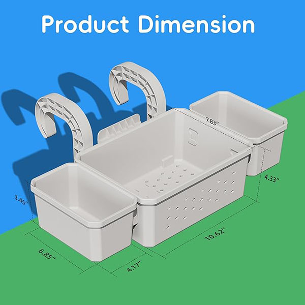 Poolside Storage Basket for Above-Ground Pool Accessories with Dual Cup Holders - Image 2