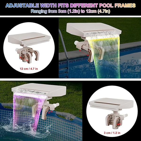 LED Pool Waterfall Fountain for Above-Ground Frame Pools – Soothing Cascade Attachment Accessory - Image 2
