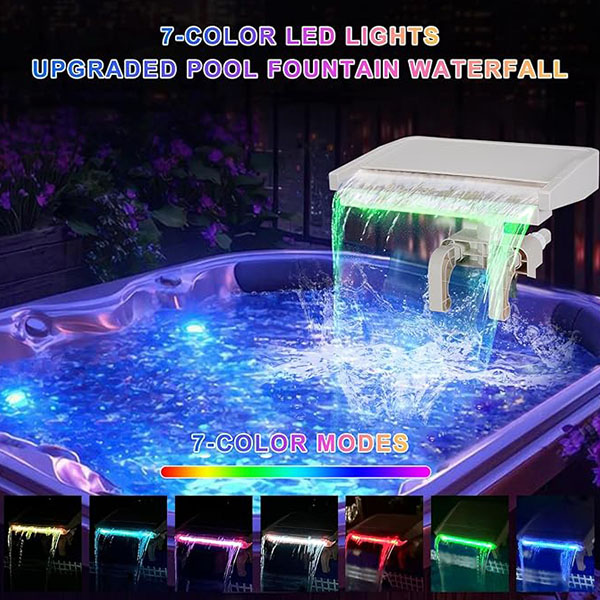 LED Pool Waterfall Fountain for Above-Ground Frame Pools – Soothing Cascade Attachment Accessory - Image 3